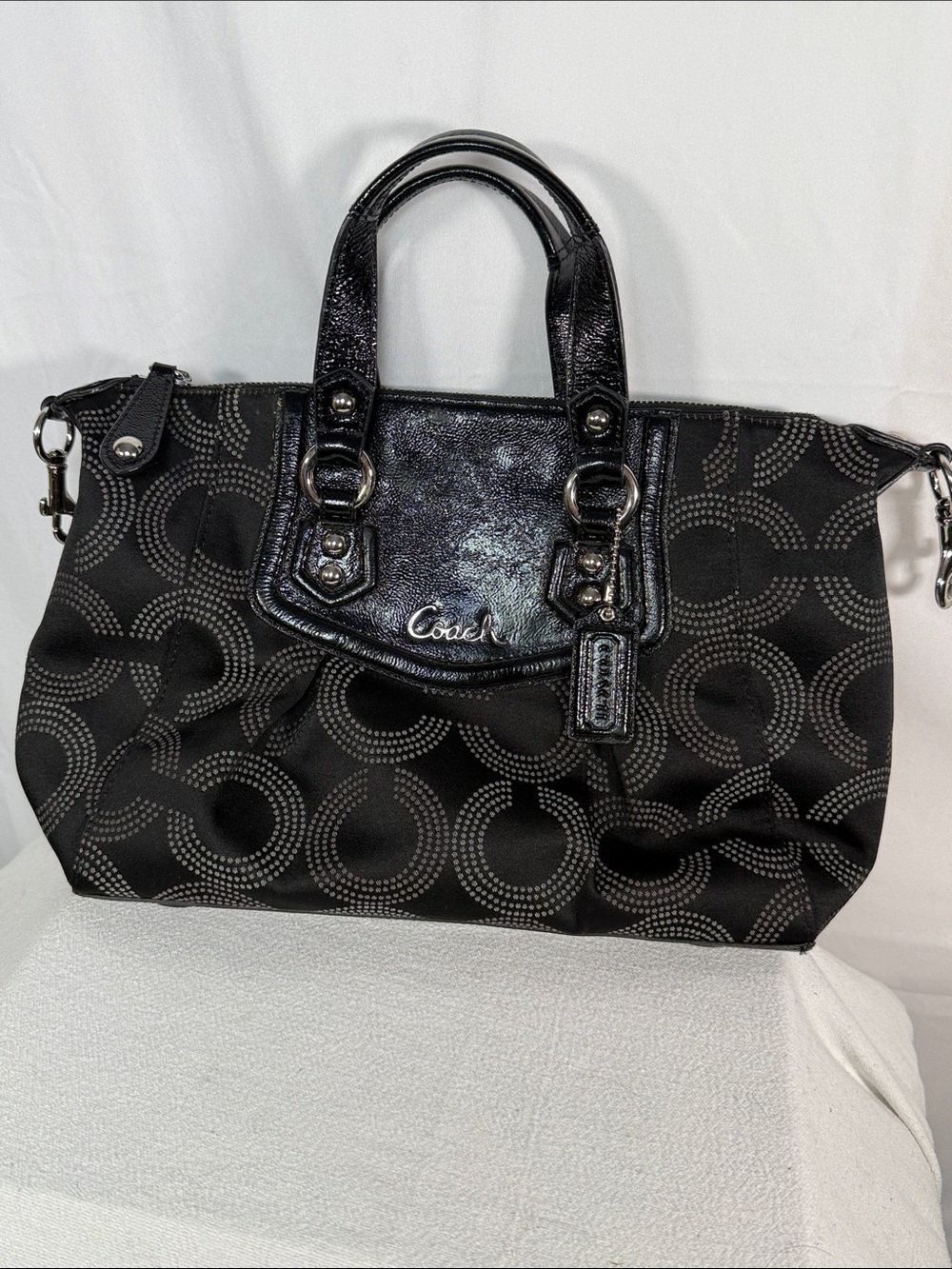 Authentic Coach Ashley Dotted Op Art Satchel (Style F20027)